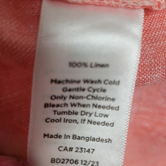 Talbots Linen Popover Shirtdress Oyster Stripe. - Picture 11 of 13